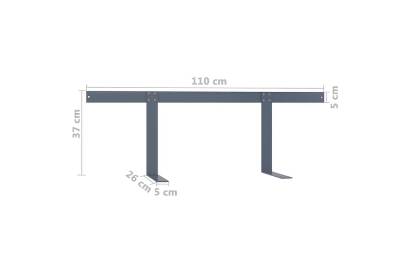 Ryggstøtte til pallesofa lysegrå 110 cm jern - Grå - Hagemøbler & utemiljø - Øvrig hagemøbler - Moduler - Fotskammel & krakk utendørs