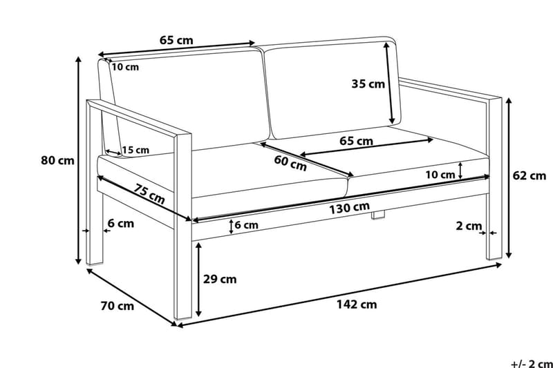 Loungesofa Tirrena 142 cm - Grå - Hagemøbler & utemiljø - Balkong & terrasse - Balkongmøbler - Balkongsofa