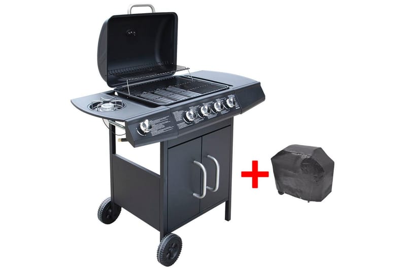 Gassgrill 4+1 kokesoner svart - Hagemøbler & utemiljø - Grill & utekjøkken - Gassgriller