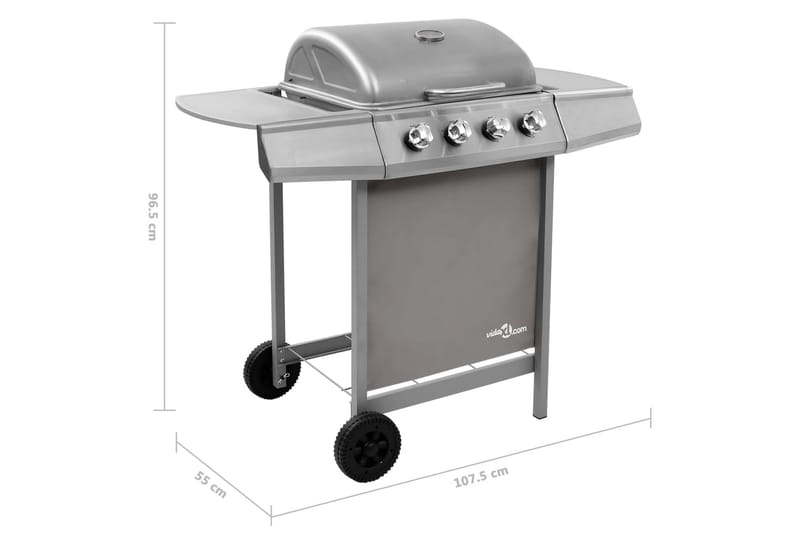 Gassgrill med 4 brennere sølv - Silver - Hagemøbler & utemiljø - Grill & utekjøkken - Gassgriller