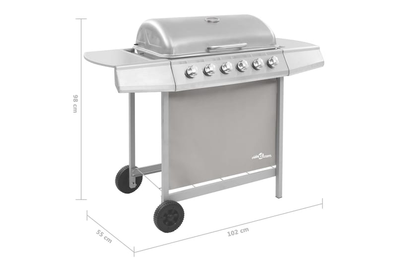 Gassgrill med 6 brennere sølv - Silver - Hagemøbler & utemiljø - Grill & utekjøkken - Gassgriller