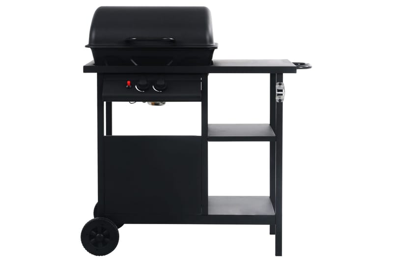 Gassgrill med sidebord i 3 etasjer svart - Gassgriller