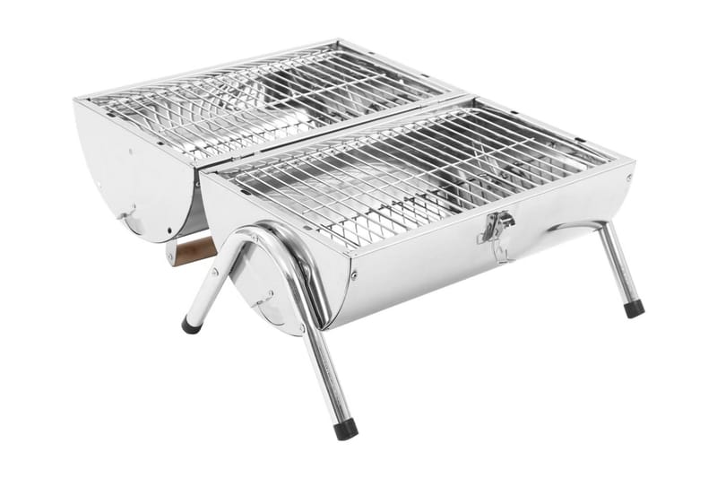 Brbar bordgrill kull rustfritt stål doble rister - Hagemøbler & utemiljø - Grill & utekjøkken - Kullgrill - Kulegrill