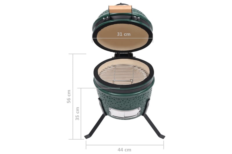 Kullgrill med röyker Kamado keramisk 56 cm grönn - grönn - Hagemøbler & utemiljø - Grill & utekjøkken - Grilltilbehør