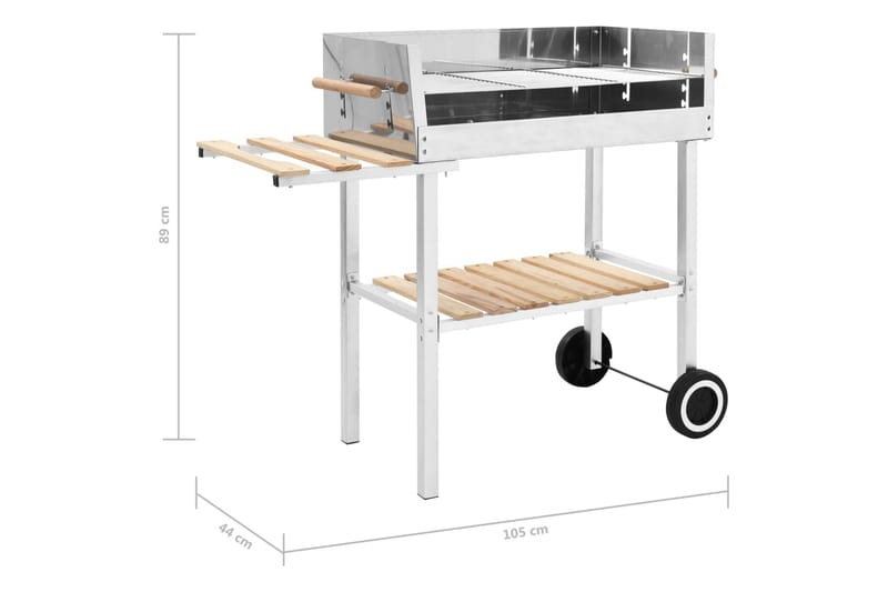 XXL Kullgrill med hjul og 2 hyller rustfritt stål - Hagemøbler & utemiljø - Grill & utekjøkken - Kullgrill - Kulegrill