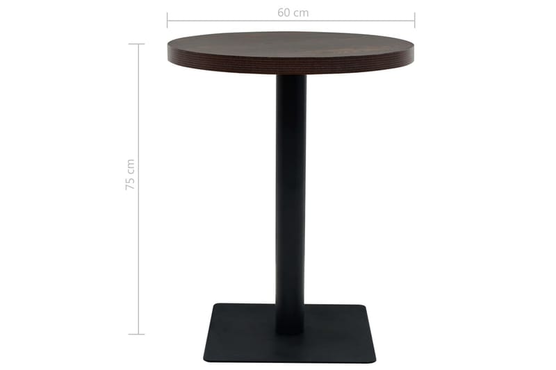 Bistrobord MDF og stål rund 60x75 cm mørk aske - Brun - Hagemøbler & utemiljø - Hagebord - Cafébord