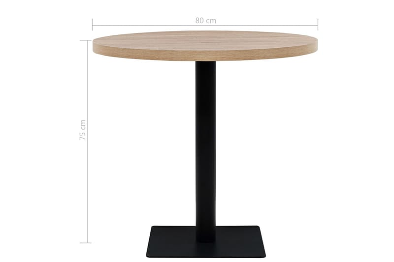 Bistrobord MDF og stål rund 80x75 cm eikefarge - Beige - Hagemøbler & utemiljø - Hagebord - Cafébord