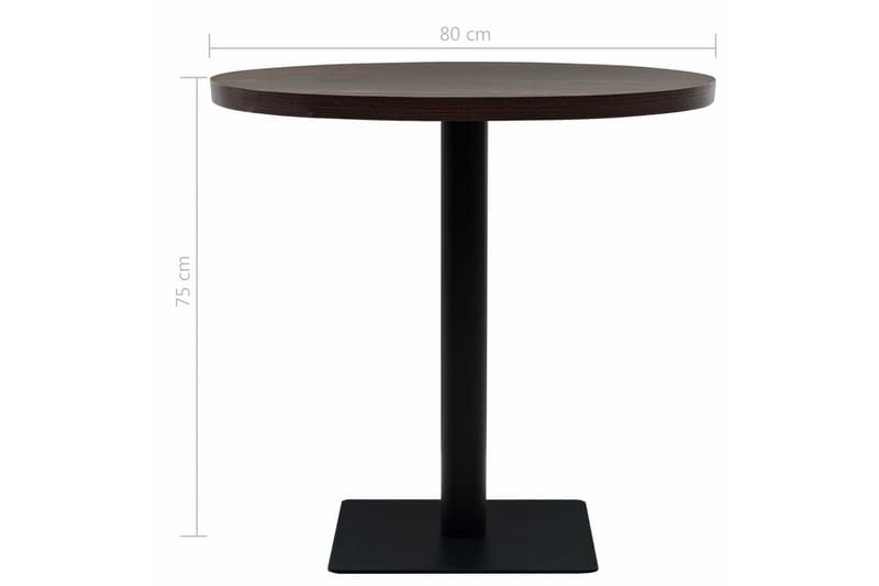 Bistrobord MDF og stål rund 80x75 cm mørk aske - Brun - Hagemøbler & utemiljø - Hagebord - Cafébord