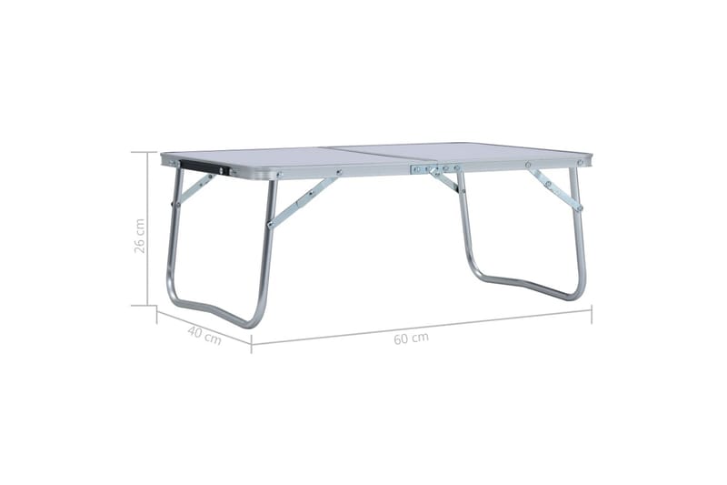 Sammenleggbart campingbord hvit aluminium 60x40 cm - Hagemøbler & utemiljø - Hagebord - Campingbord