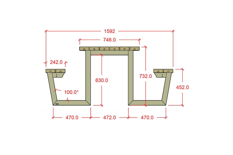 PLUS Wega Bord/Benksett 177 cm - Svart - Hagemøbler & utemiljø - Hagebord - Piknikbord