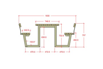 PLUS Wega Bord/Benksett med 2 Ryggstøtte 177 cm - Tre|natur - Hagemøbler & utemiljø - Hagebord - Piknikbord