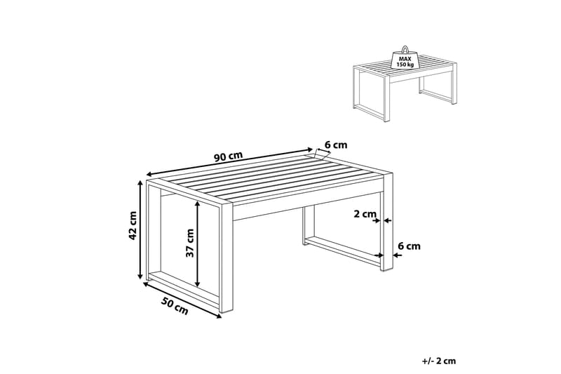 Sidebord Racale 90x50 cm - Mørk Grå - Hagemøbler & utemiljø - Hagebord - Sidebord utendørs