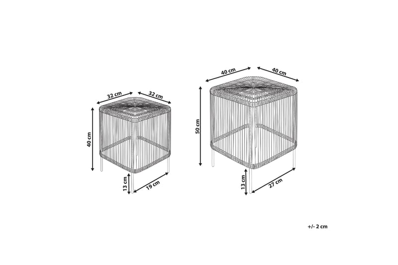 Sidebord Rimouski 40x40 cm 2 stk - Naturlig/Sort - Hagemøbler & utemiljø - Hagebord - Sidebord utendørs