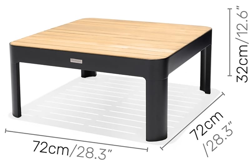 Cafébord Portals 72 cm - Svart/Tre - Hagemøbler & utemiljø - Hagebord - Loungebord & Sofabord utendørs