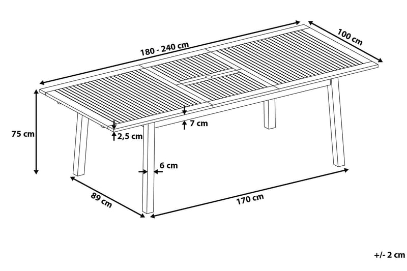 Bord Cesana 240 cm - Tre|Natur - Hagemøbler & utemiljø - Hagebord - Spisebord ute