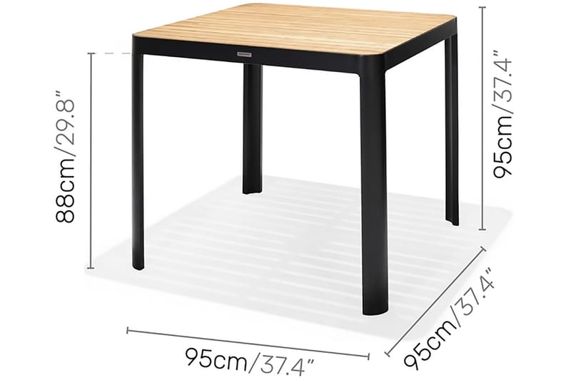 Bord Portals 95 cm - Svart/Tre - Hagemøbler & utemiljø - Hagebord - Spisebord ute