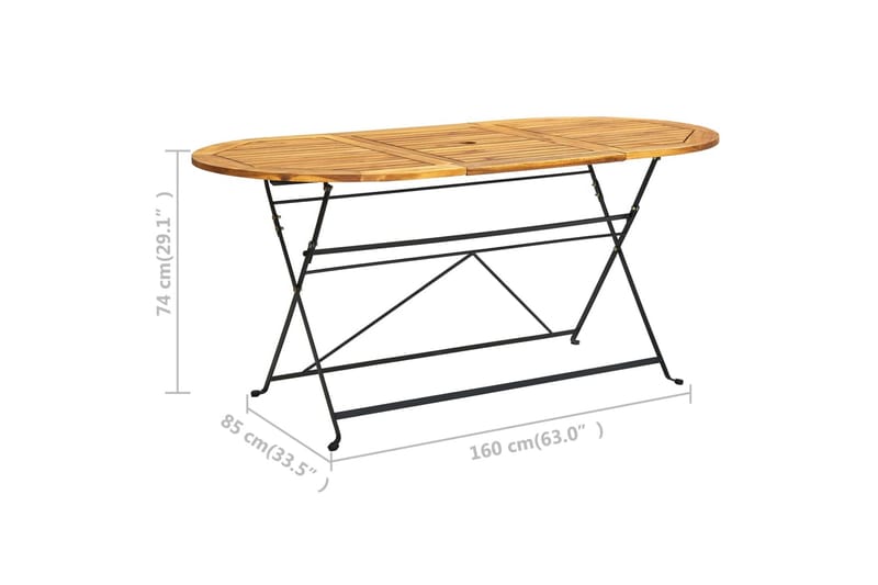 Hagebord 160x85x74 cm heltre akasie oval - Brun - Hagemøbler & utemiljø - Hagebord - Spisebord ute