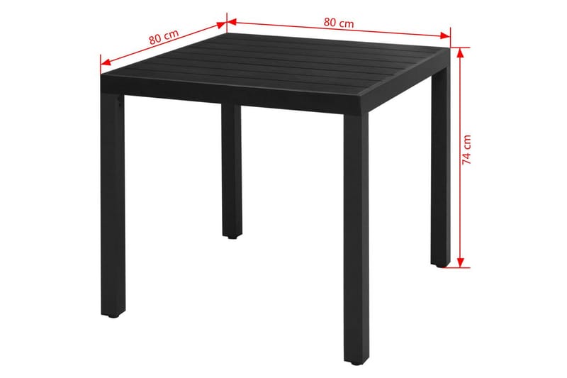 Hagebord svart 80x80x74 cm aluminium og WPC - Svart - Hagemøbler & utemiljø - Hagebord - Spisebord ute