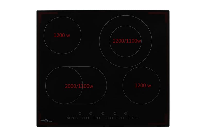 Keramisk komfyr med 4 plater berøringskontroll 6600 W - Hagemøbler & utemiljø - Hagebord - Spisebord ute