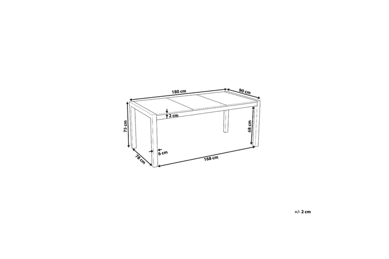 Spisebord Zervo 180x90 cm - Hvit/Sølv - Hagemøbler & utemiljø - Hagebord - Spisebord ute