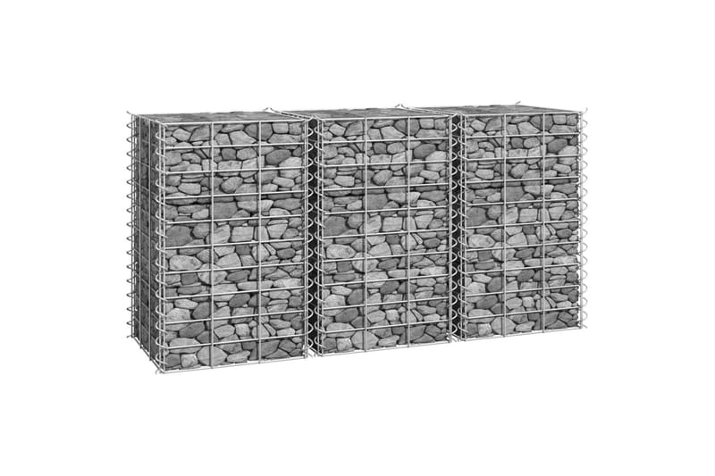 Gabion høybed 3 stk 30x30x50 cm jern - Silver - Hagemøbler & utemiljø - Hagedekorasjon & utemiljø - Gjerder & Grinder