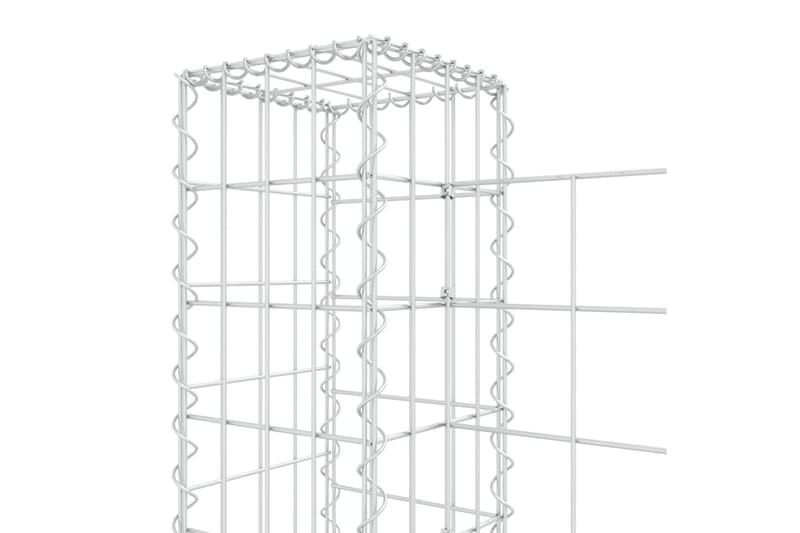 Gabionkurv u-formet med 3 stolper jern 260x20x100 cm - Silver - Hagemøbler & utemiljø - Hagedekorasjon & utemiljø - Gjerder & Grinder