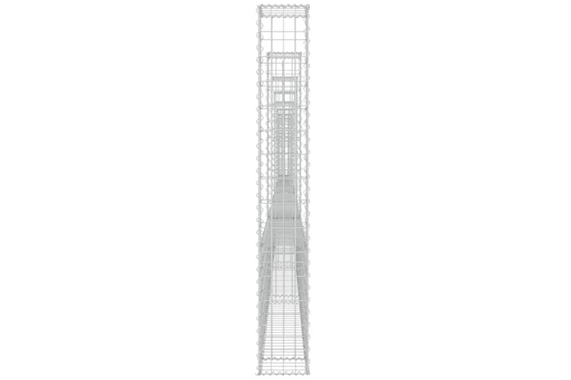 Gabionkurv u-formet med 8 stolper jern 860x20x150 cm - Silver - Hagemøbler & utemiljø - Hagedekorasjon & utemiljø - Gjerder & Grinder