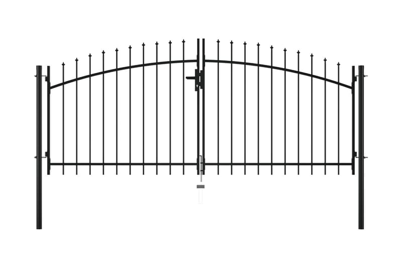 Dobbel hageport med spydhoder 300x150 cm - Gjerder & Grinder