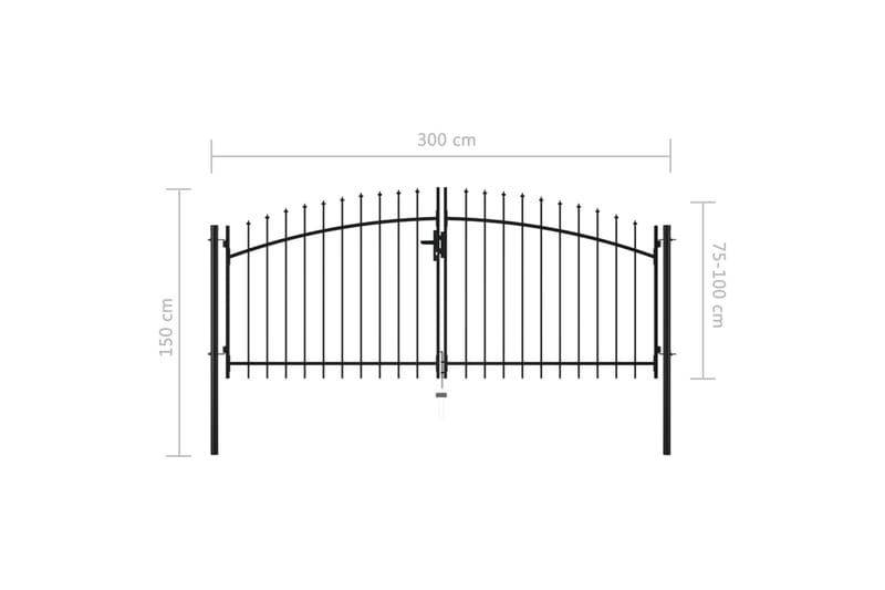 Dobbel hageport med spydhoder 300x150 cm - Hagemøbler & utemiljø - Hagedekorasjon & utemiljø - Gjerder & Grinder