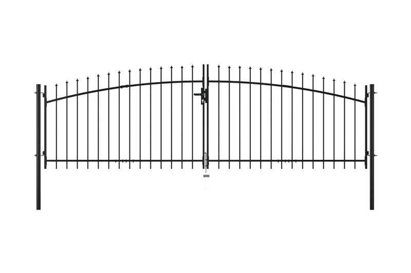 Dobbel hageport med spydhoder 400x150 cm - Gjerder & Grinder