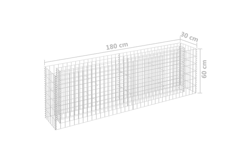 Gabion høybed galvanisert stål 180x30x60 cm - Silver - Hagemøbler & utemiljø - Hagedekorasjon & utemiljø - Gjerder & Grinder