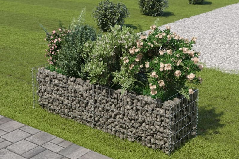 Gabion høybed galvanisert stål 180x50x50 cm - Sølv - Hagemøbler & utemiljø - Hagedekorasjon & utemiljø - Gjerder & Grinder