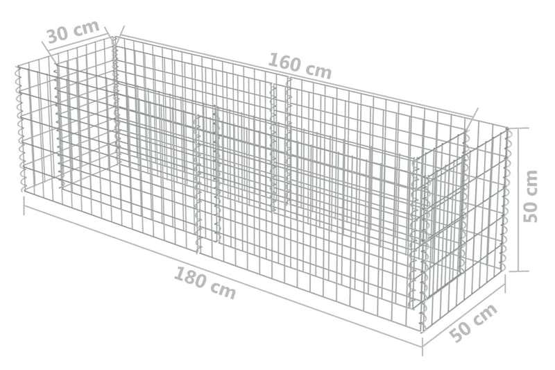 Gabion høybed galvanisert stål 180x50x50 cm - Sølv - Hagemøbler & utemiljø - Hagedekorasjon & utemiljø - Gjerder & Grinder