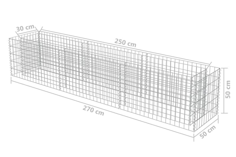 Gabion høybed galvanisert stål 270x50x50 cm - Grå - Hagemøbler & utemiljø - Hagedekorasjon & utemiljø - Gjerder & Grinder