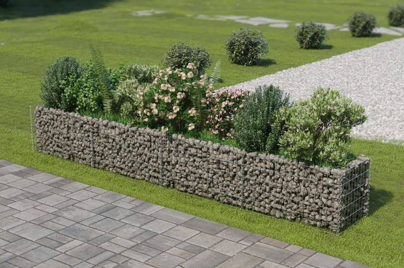 Gabion høybed galvanisert stål 360x50x50 cm - Sølv - Hagemøbler & utemiljø - Hagedekorasjon & utemiljø - Gjerder & Grinder