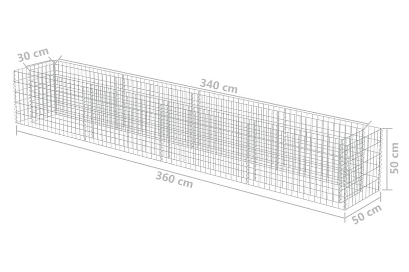 Gabion høybed galvanisert stål 360x50x50 cm - Sølv - Hagemøbler & utemiljø - Hagedekorasjon & utemiljø - Gjerder & Grinder