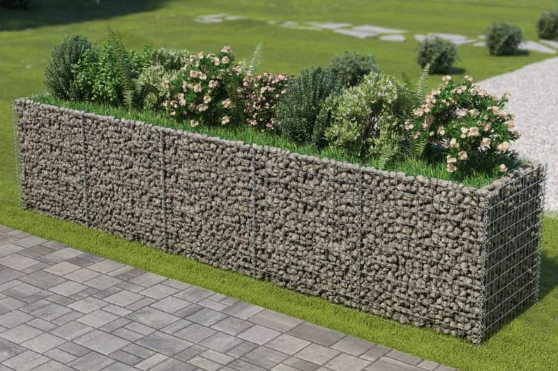 Gabion høybed galvanisert stål 450x90x100 cm - Grå - Hagemøbler & utemiljø - Hagedekorasjon & utemiljø - Gjerder & Grinder