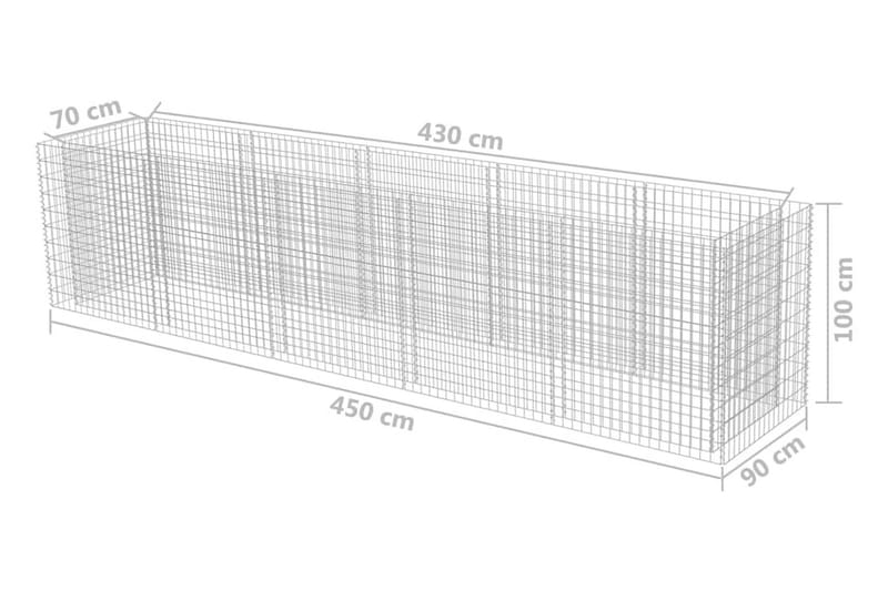 Gabion høybed galvanisert stål 450x90x100 cm - Grå - Hagemøbler & utemiljø - Hagedekorasjon & utemiljø - Gjerder & Grinder