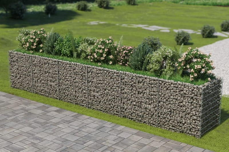 Gabion høybed galvanisert stål 540x90x100 cm - Grå - Hagemøbler & utemiljø - Hagedekorasjon & utemiljø - Gjerder & Grinder