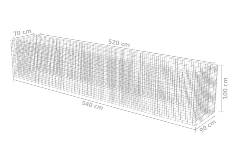 Gabion høybed galvanisert stål 540x90x100 cm - Grå - Hagemøbler & utemiljø - Hagedekorasjon & utemiljø - Gjerder & Grinder