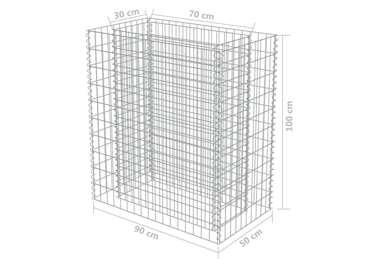 Gabion høybed galvanisert stål 90x50x100 cm - Sølv - Hagemøbler & utemiljø - Hagedekorasjon & utemiljø - Gjerder & Grinder