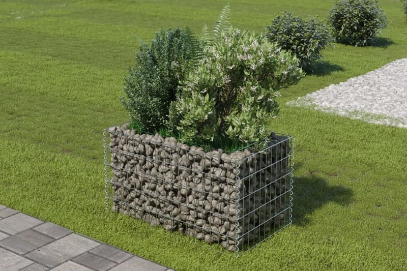 Gabion høybed galvanisert stål 90x50x50 cm - Grå - Hagemøbler & utemiljø - Hagedekorasjon & utemiljø - Gjerder & Grinder