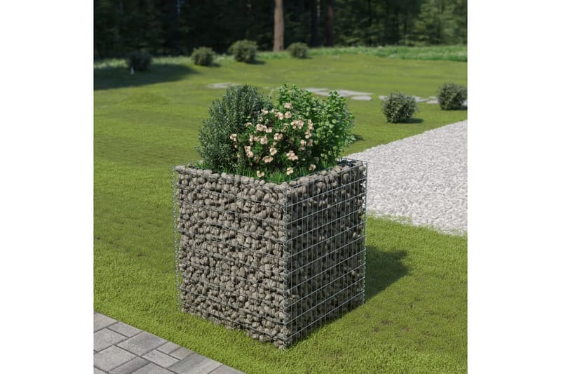 Gabion høybed galvanisert stål 90x90x100 cm - Grå - Hagemøbler & utemiljø - Hagedekorasjon & utemiljø - Gjerder & Grinder