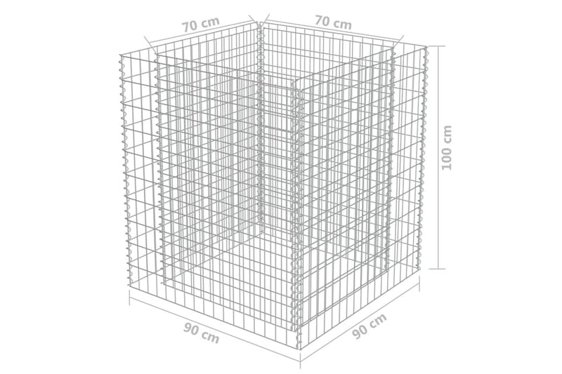 Gabion høybed galvanisert stål 90x90x100 cm - Grå - Hagemøbler & utemiljø - Hagedekorasjon & utemiljø - Gjerder & Grinder