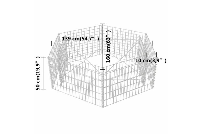 Gabion høybed sekskantet 160x140x50 cm - Sølv - Hagemøbler & utemiljø - Hagedekorasjon & utemiljø - Gjerder & Grinder