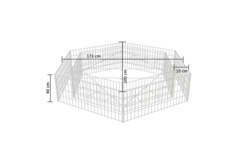 Gabion høybed sekskantet 200x173x40 cm - Sølv - Hagemøbler & utemiljø - Hagedekorasjon & utemiljø - Gjerder & Grinder