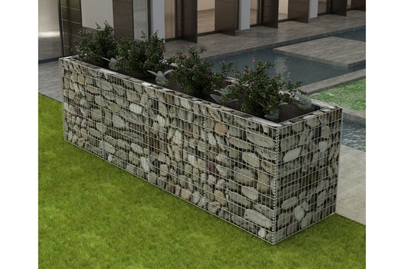 Gabion høybed stål 360x90x100 cm - Sølv - Hagemøbler & utemiljø - Hagedekorasjon & utemiljø - Gjerder & Grinder