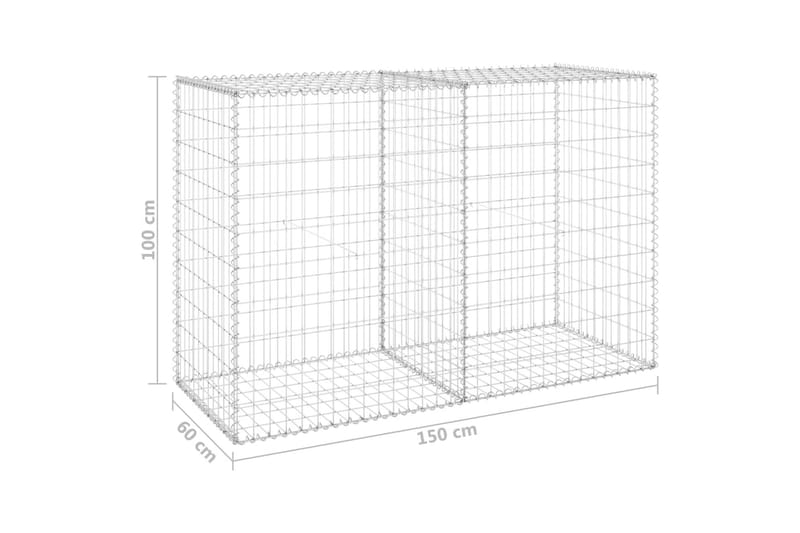 Gabion med dekker galvanisert stål 150x60x100 cm - Silver - Hagemøbler & utemiljø - Hagedekorasjon & utemiljø - Gjerder & Grinder