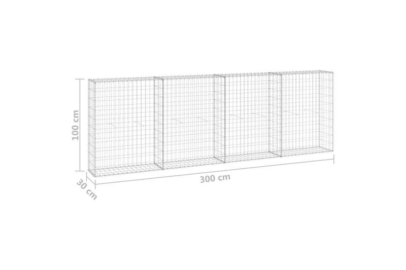 Gabion med dekker galvanisert stål 300x30x100 cm - Silver - Hagemøbler & utemiljø - Hagedekorasjon & utemiljø - Gjerder & Grinder