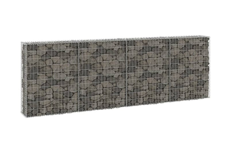 Gabion med dekker galvanisert stål 300x30x100 cm - Silver - Hagemøbler & utemiljø - Hagedekorasjon & utemiljø - Gjerder & Grinder